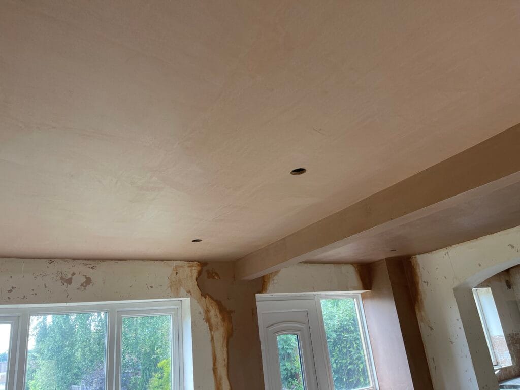 Artex ceiling skimmed – plastering Walsall ceiling renovation Plastering over Artex in Walsall – smooth finish after skimming