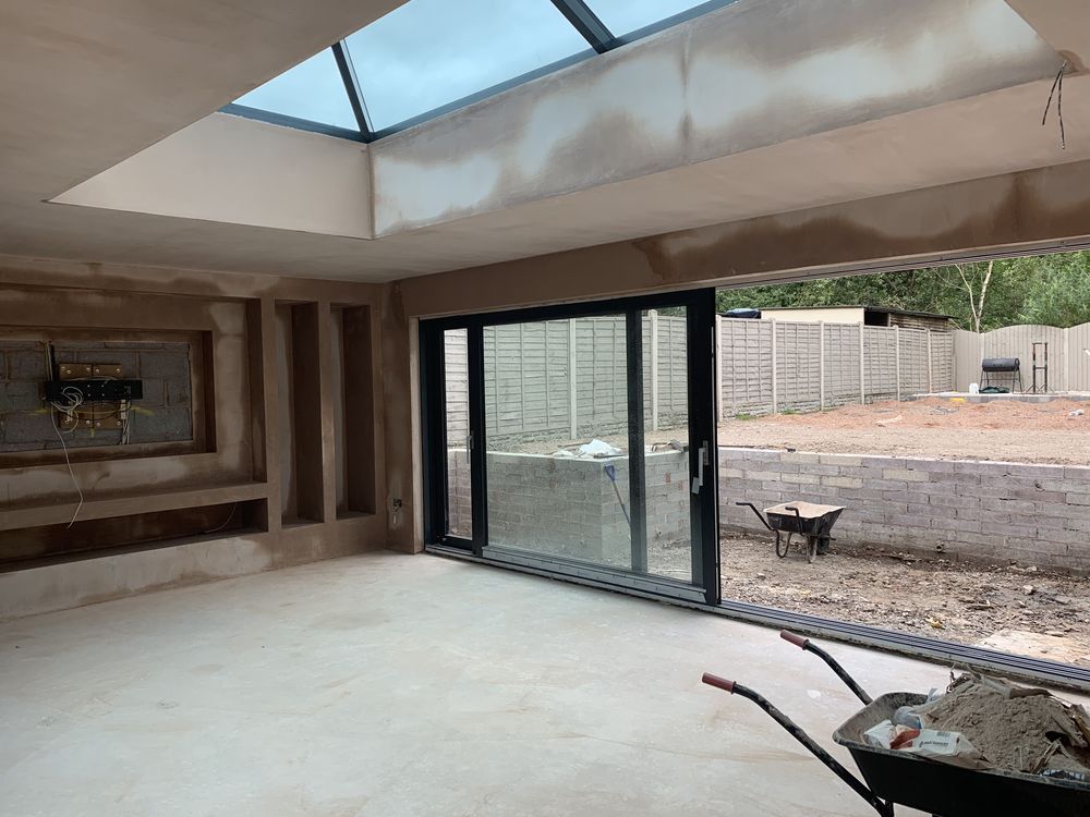 Extension plasterboarded and plastered in Sutton Coldfield