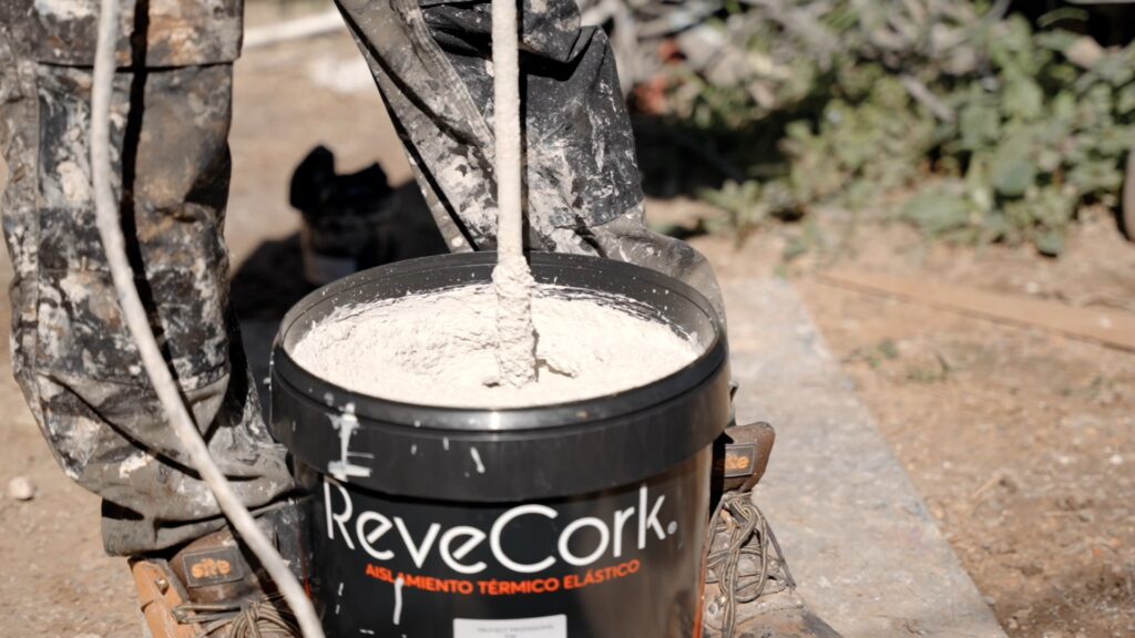 Tube of spray cork insulation material used for thermal and moisture protection