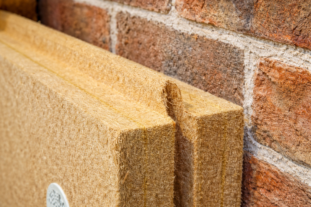 Installing internal wall insulation on a solid brick wall with insulation boards and plasterboard