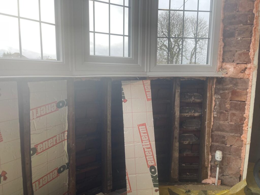 Internal wall insulation installation process with insulation boards